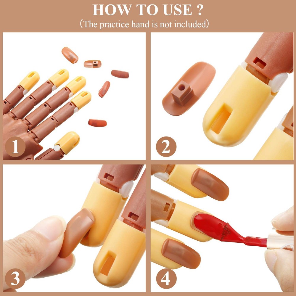 400 Pieces Replacement Refill Nail Tips False Fake (Brown)