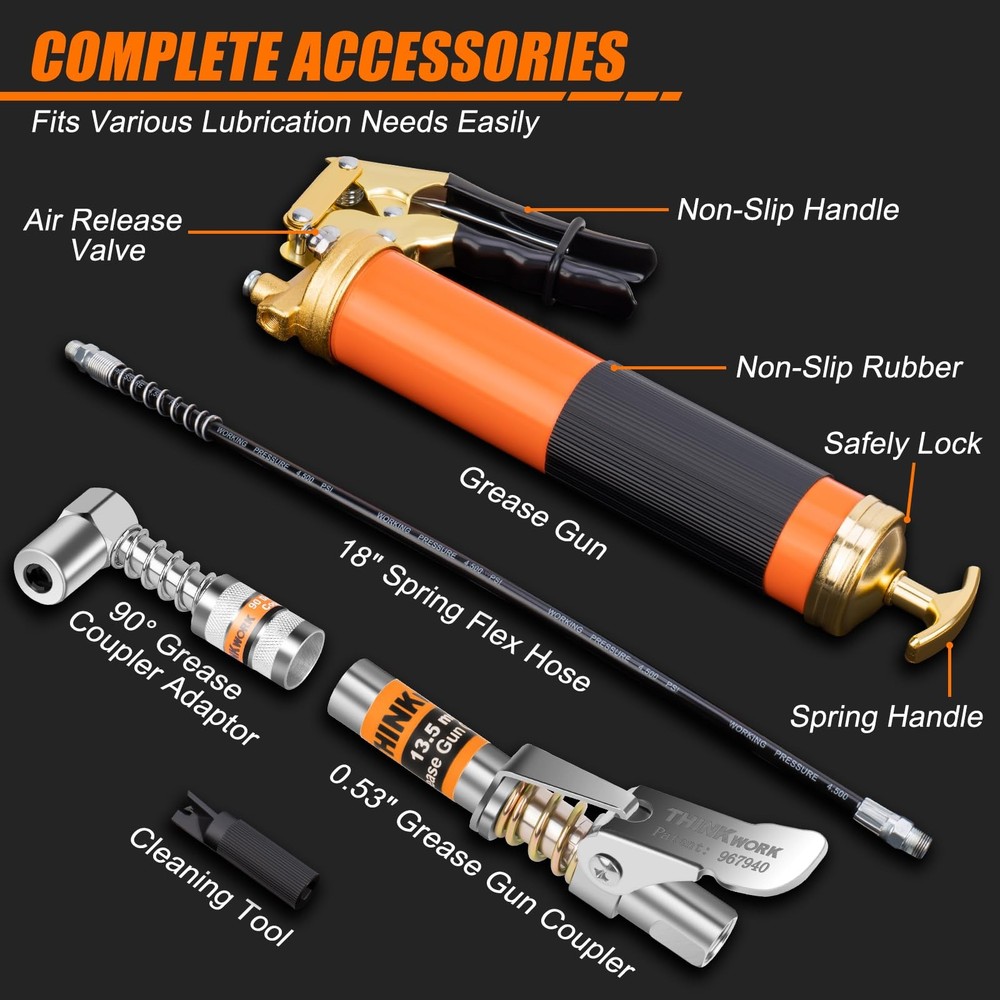 THINKWORK 8000 PSI Professional Heavy Duty Grease Gun Kit