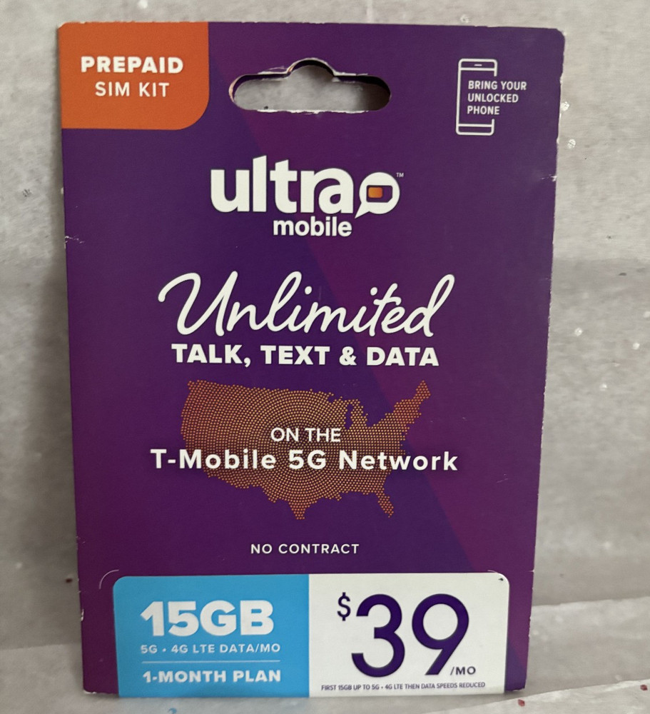 Ultra Mobile 1-Month 15GB Plan SIM Kit