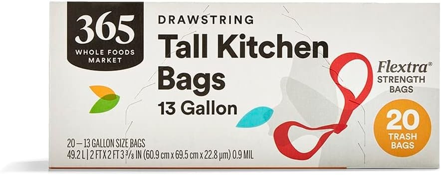Flextra Strength Drawstring Tall Kitchen Trash Bags 13 Gallon 38 Count