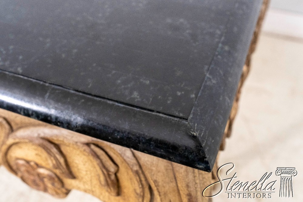 L69937: MAITLAND SMITH Marble Top Distressed Painted Console Table