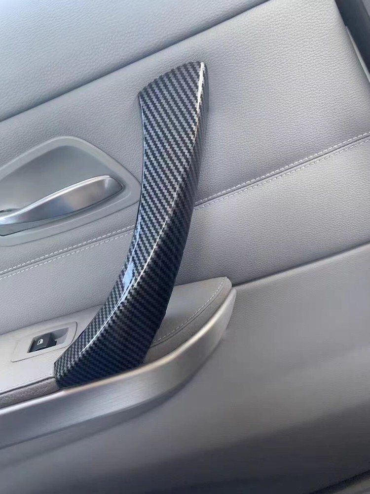 Black/Beige/Carbon Interior Door Handle Cover Pull Trim For BMW E90 E91 E93 328i