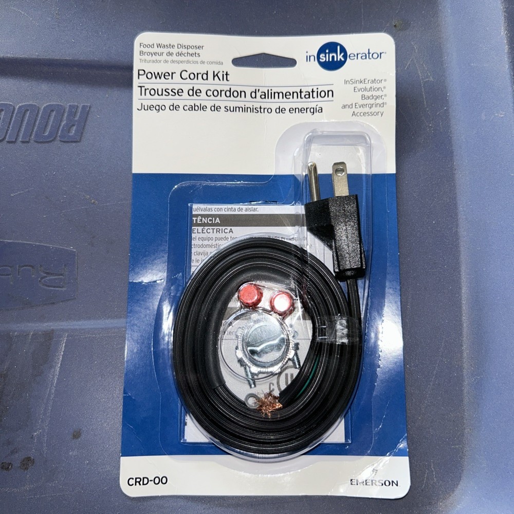 InSinkErator Garbage Disposal Power Cord Kit, CRD-00 Black New in Sealed Pkg