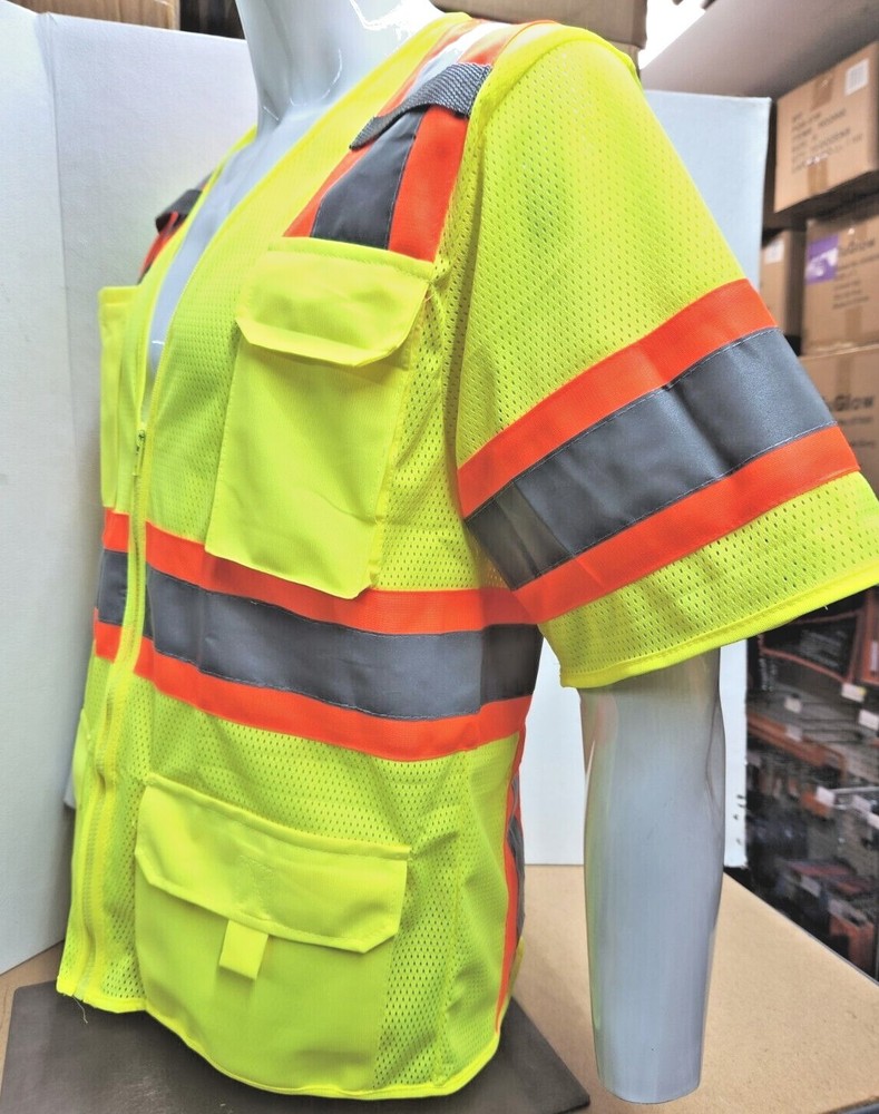 FX High Visibility YELLOW Class 3 Safety Vest Solid Reflective FXSV CLASS 3