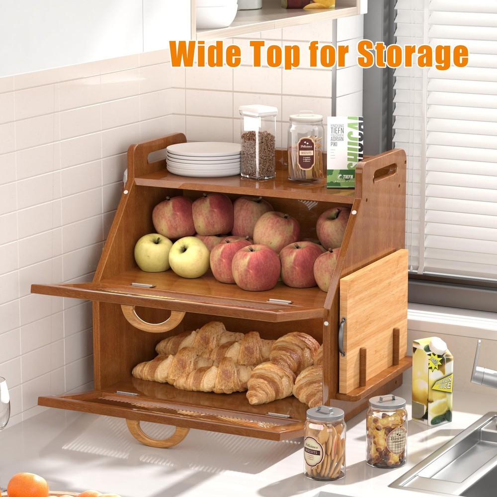 Bread Box for Kitchen Countertop, Large Bread Storage Container for Homemade ...