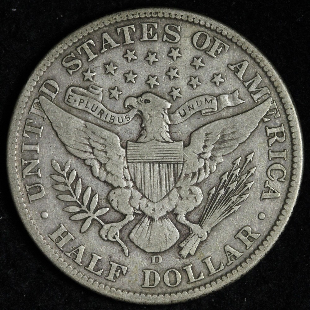 1912-D Barber Silver Half Dollar VF E355 TXEP