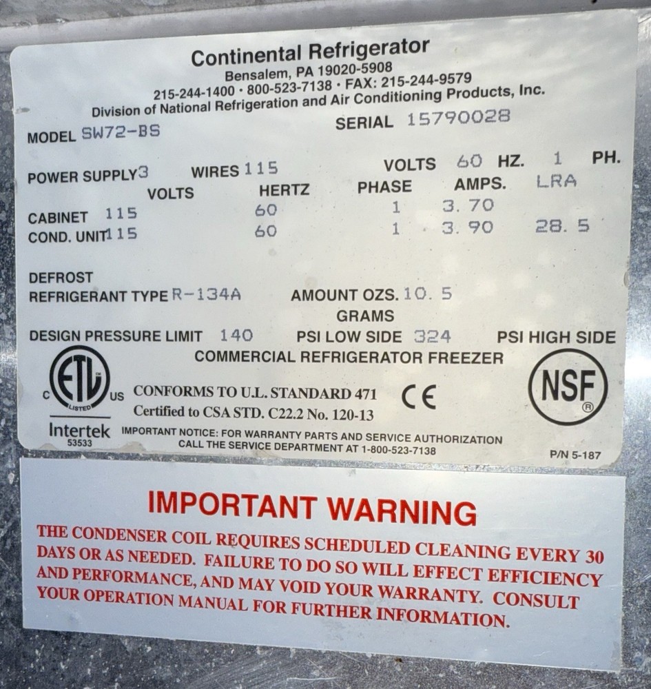 Continental Refrigerated Prep Refrigerator