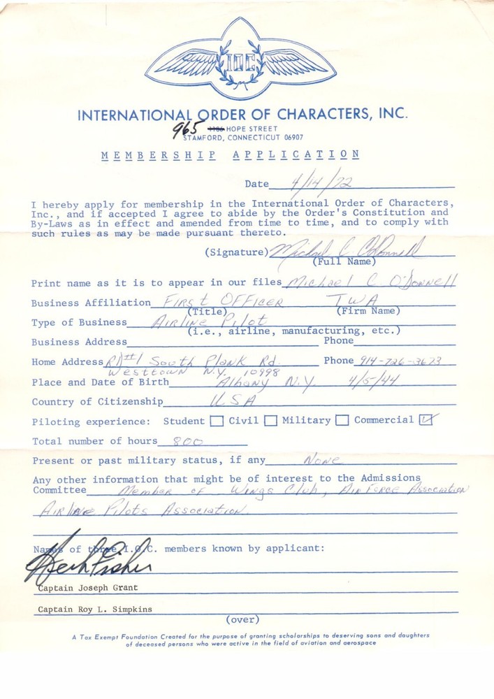 Herbert O. Fisher Signed Document Historical Aviation