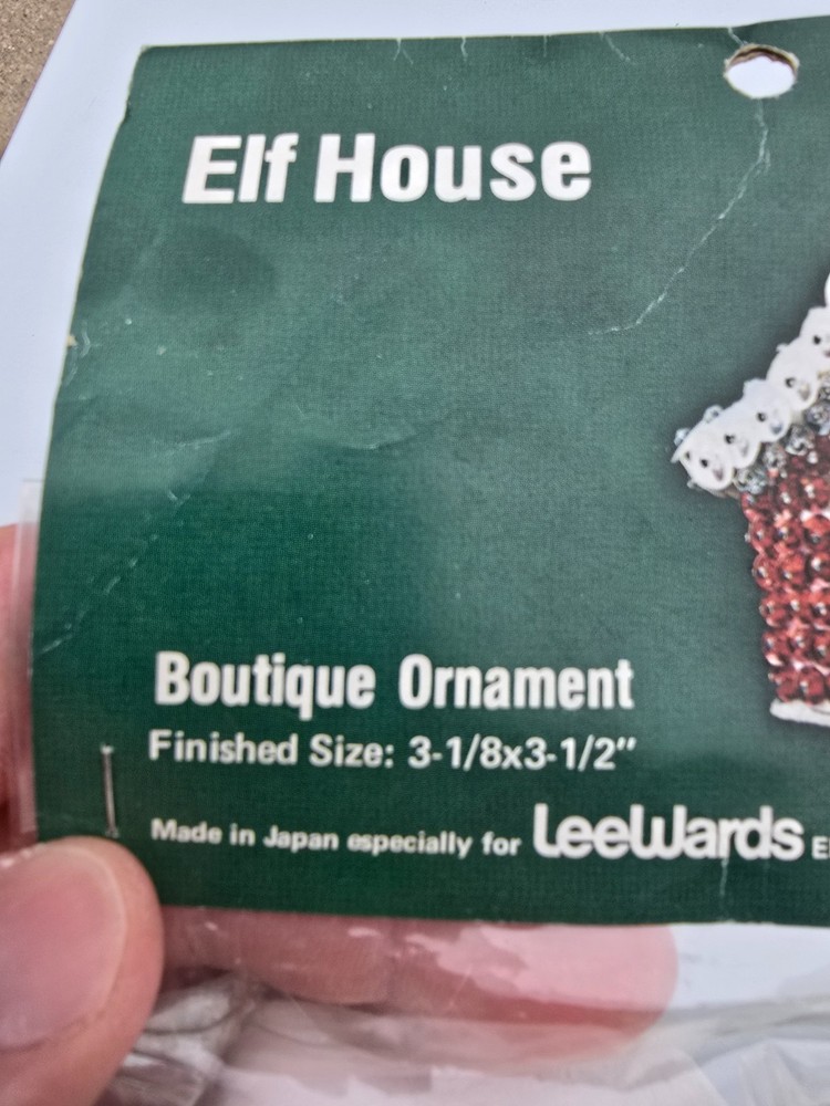 LeeWards ELF HOUSE Pixie Vintage Sequin Bead Christmas Ornament Kit