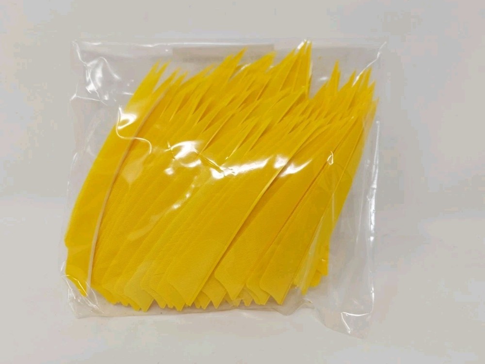 100 Pack Bullseye Archery Feathers 4" Right Wing: Shield Solid Sun Yellow