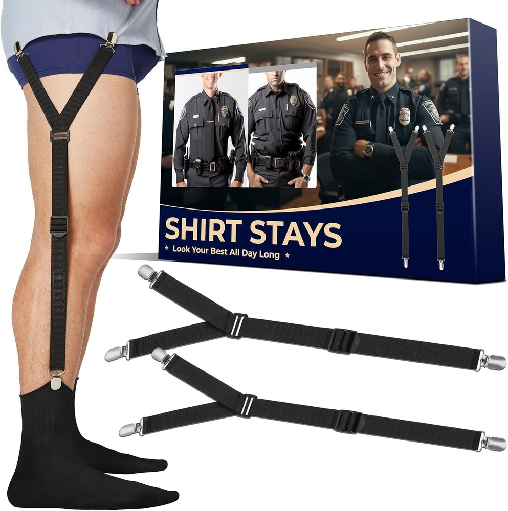 Shirt Stays Adjustable Soft and Smooth Elastic Black Y Style Tank Pattern