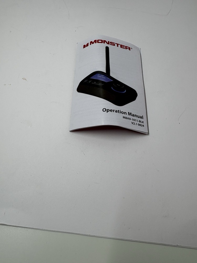 Monster Bluetooth Wireless 2-in-1 Transmitter Receiver MBA9-1011-BLK 3.5mm