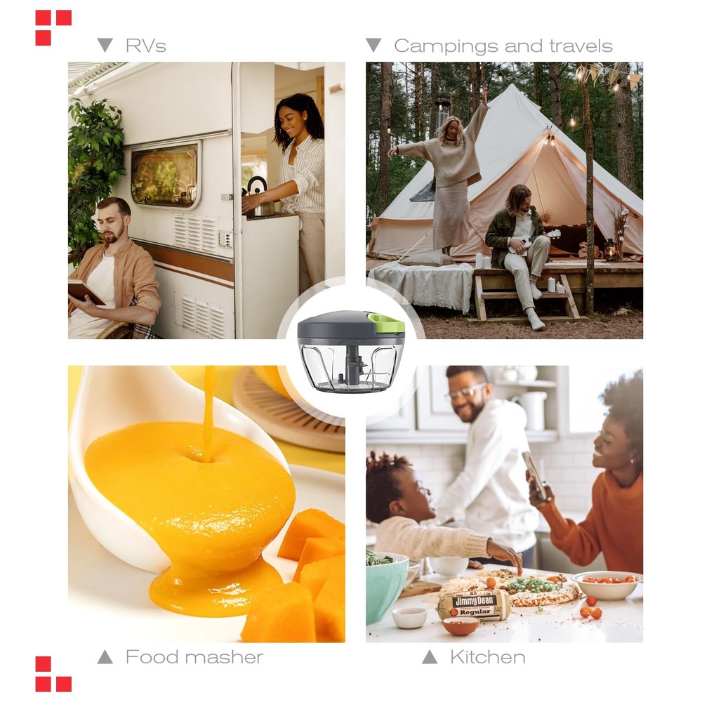 Manual Food Processor Vegetable Chopper Portable Hand Pull String Garlic Mincer