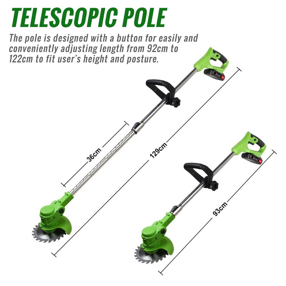 2 Battery Electric Cordless Grass String Trimmer Lawn Edger Weed Wacker Cutter
