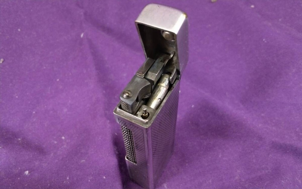 Dunhill Rollagas Initial Model Silver Barley Pocket Lighter Fully-Operated