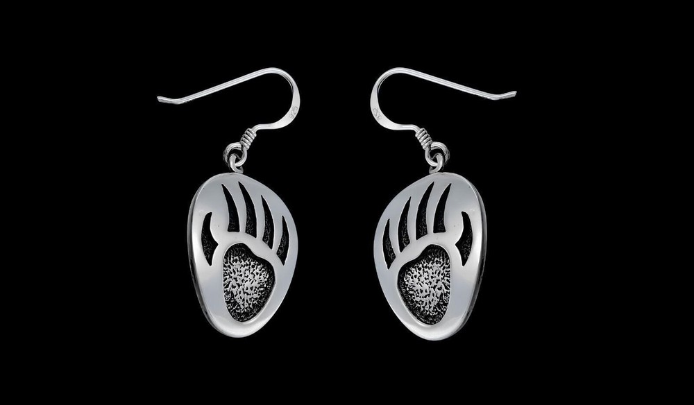 925 Sterling Silver Bear Paw dangle earrings