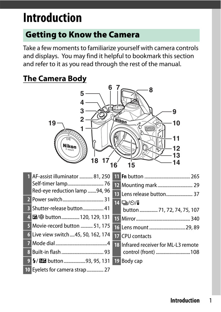 Nikon D5500 — Reference Manual User Guide — 1/2 Size, 5.5" x 8.5" Small Compact