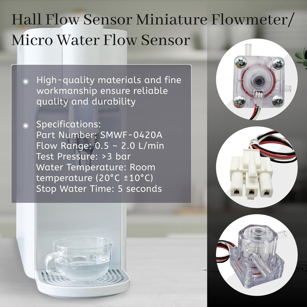 New Hall Flow Sensor Miniature Flowmeter Fit for Refrigerator Water Purifier...