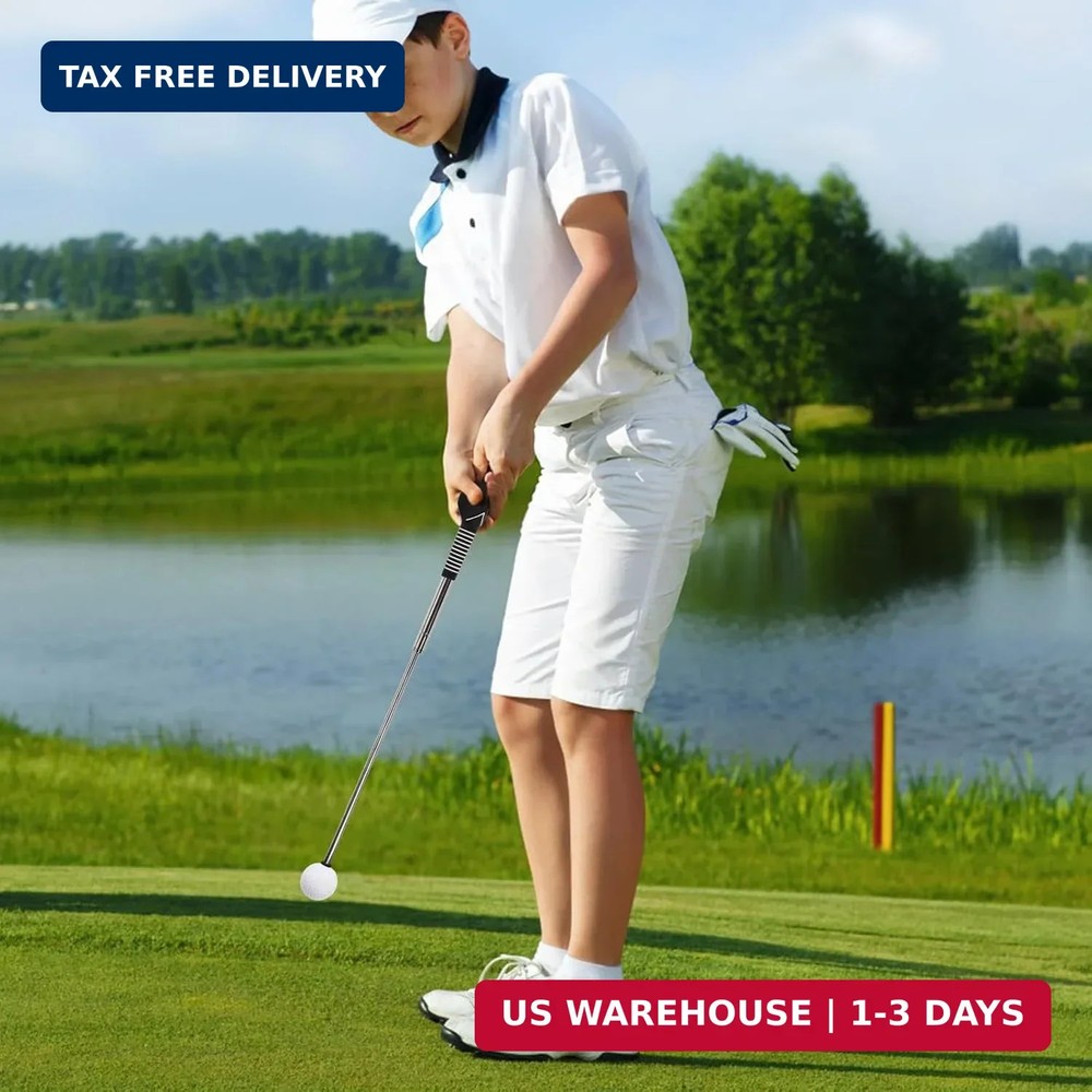 Retractable Golf Swing Training Aid, Portable Golf Grip Click Stick Trainer with