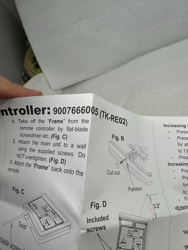 Temperature Remote Controller: 9007666005 (TK-RE02)