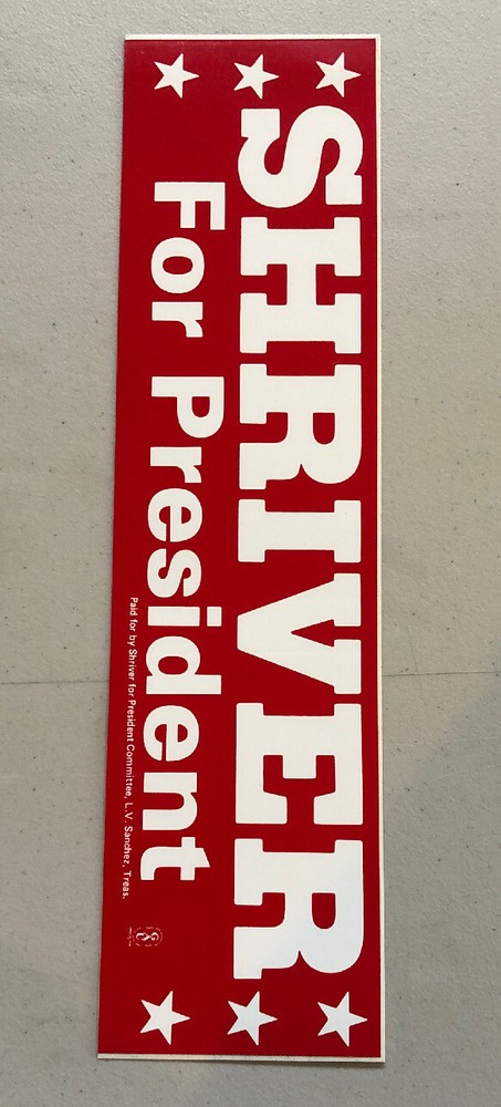 Shriver for President 1972 Bumper Sticker RED