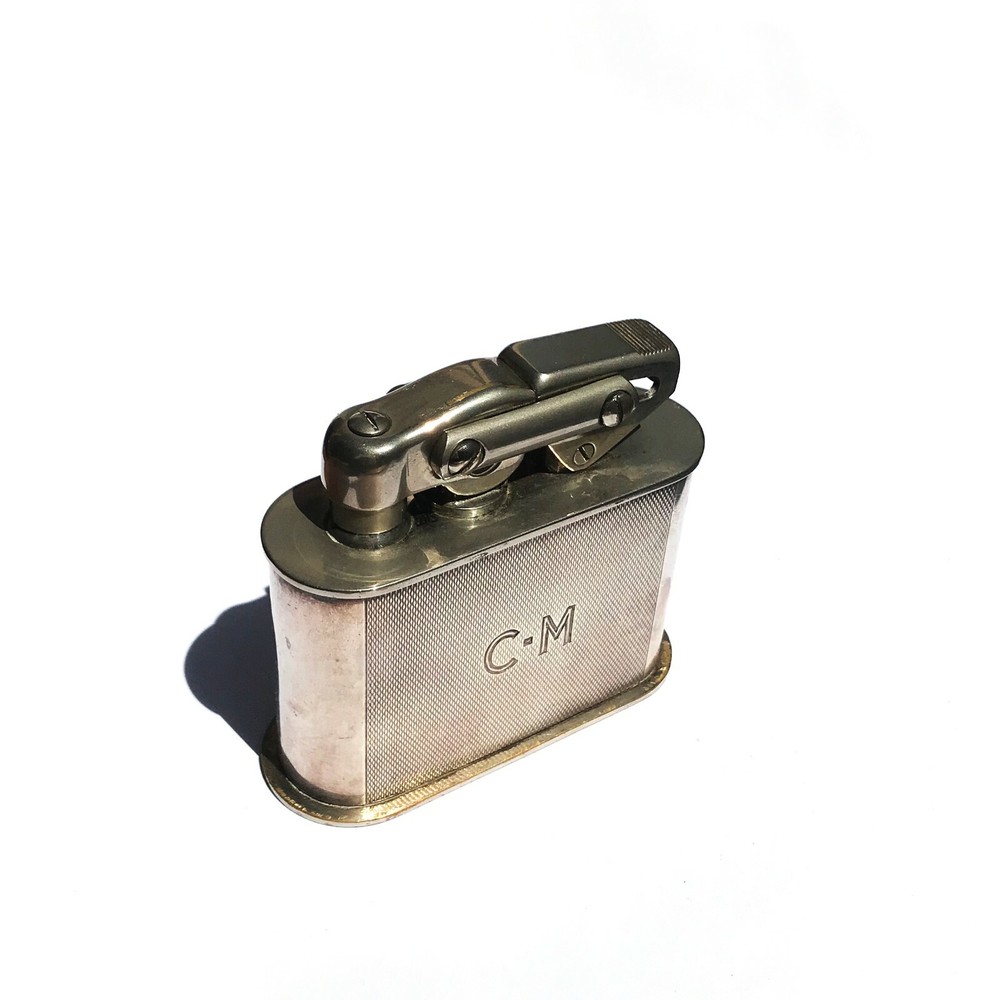 Karl Weiden Table Lighter Great working Condition, Engine Turned Silver