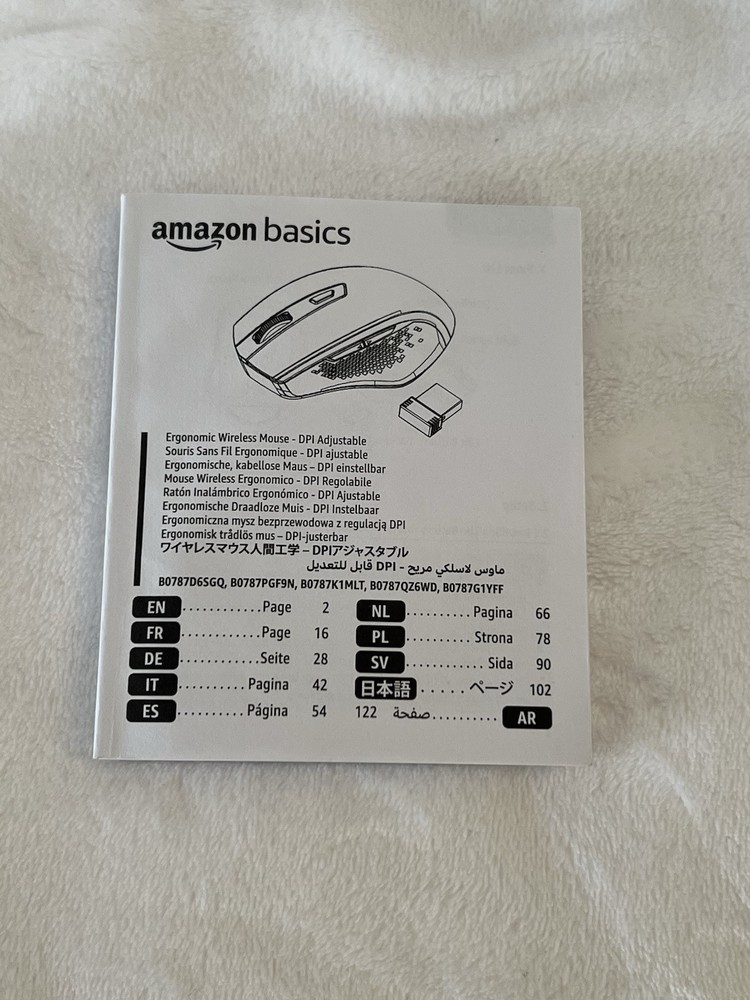 Amazon Basics Ergonomics Wireless Mouse Instruction Manual