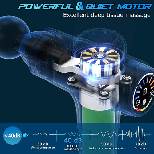 TOLOCO Massage Gun Deep Tissue, Percussion with 10 Black