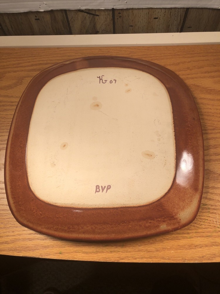 Handpainted Large Pottery Platter Signed 2007