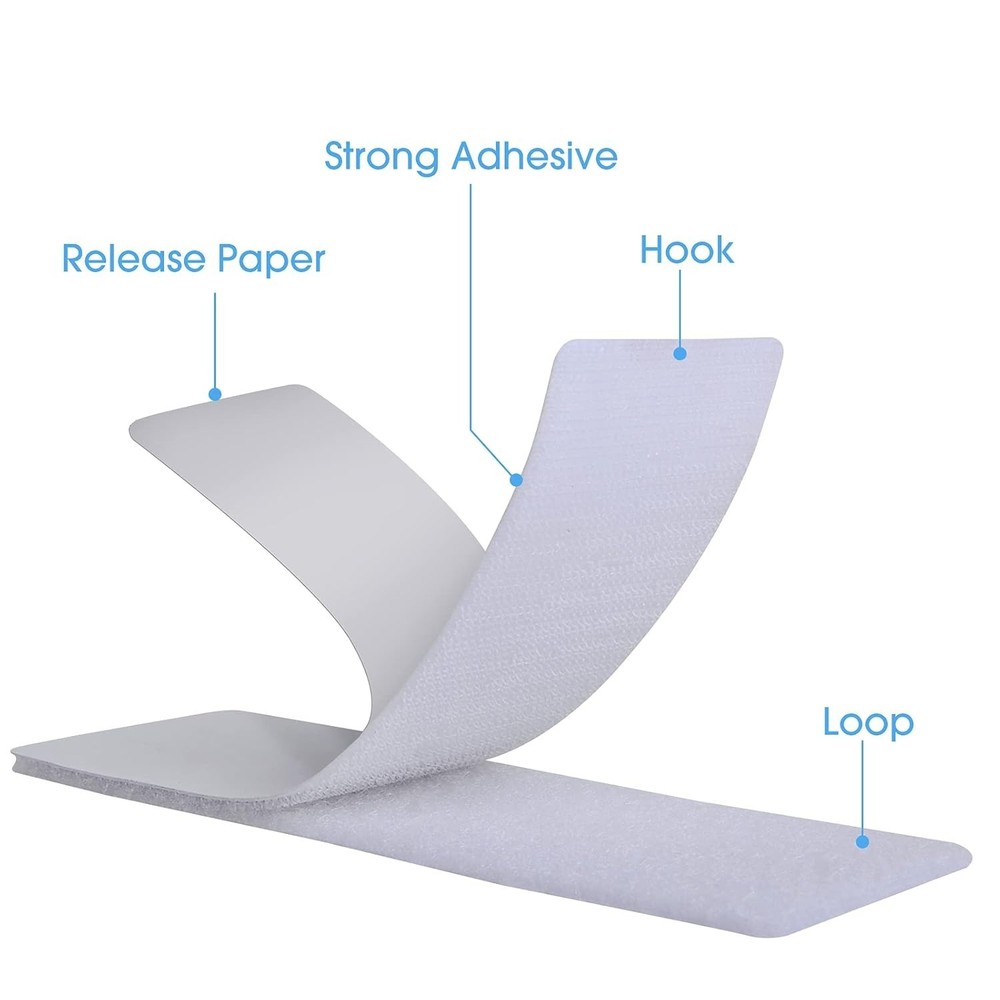 Durable White Hook and Loop Strips 2x6 Inches Perfect for DIY