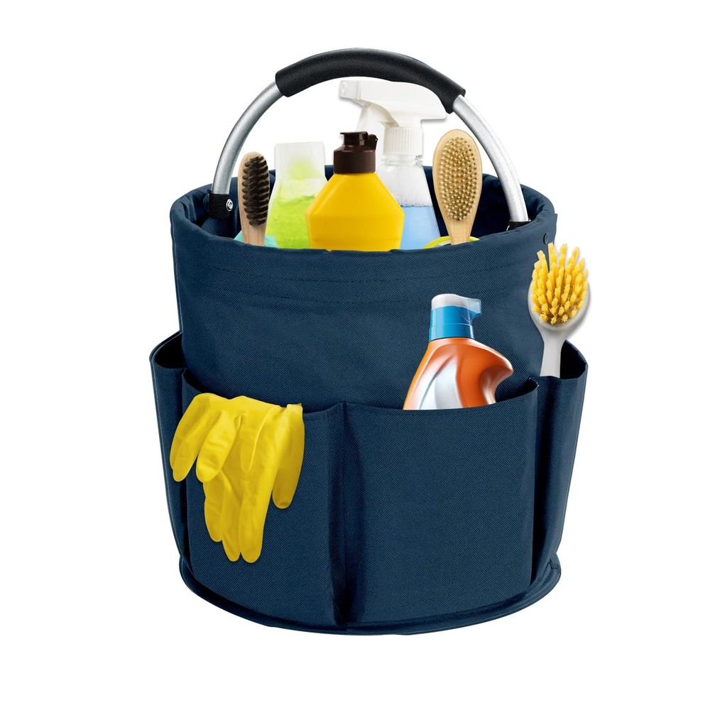 17L Cleaning Caddy with Handle, Cleaning Supplies Organizer, Foldable Storage...
