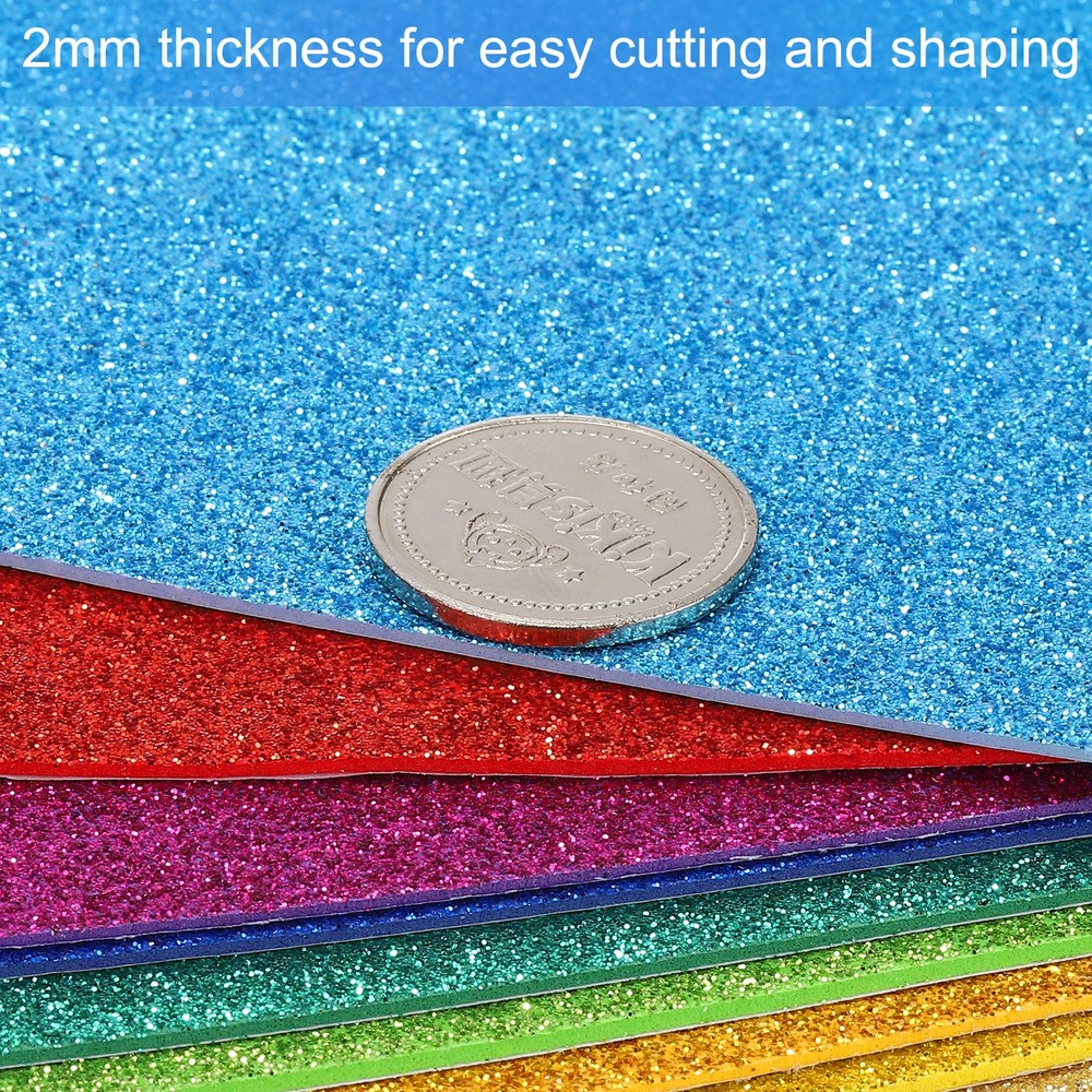 5 Sheets 2mm Glitter Foam Sparkle Sheet EVA Paper, Yellow