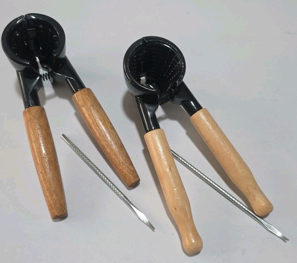 2 Nut Cracker and wooden handle , Walnut Cracker Tool for Pecans Nuts With Picks