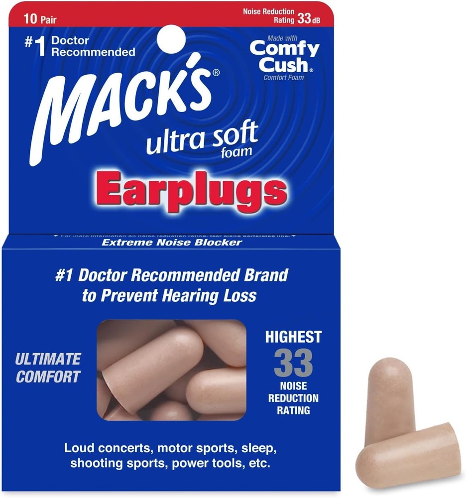 k's Ultra Soft Fo Earplugs, 10 Pair - 33dB Highest NRR, fortable