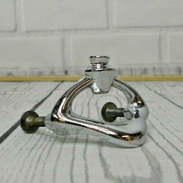 Vintage Chrome Small MidCentury Modern Deco Hardware Cabinet Handle Drawer Pull