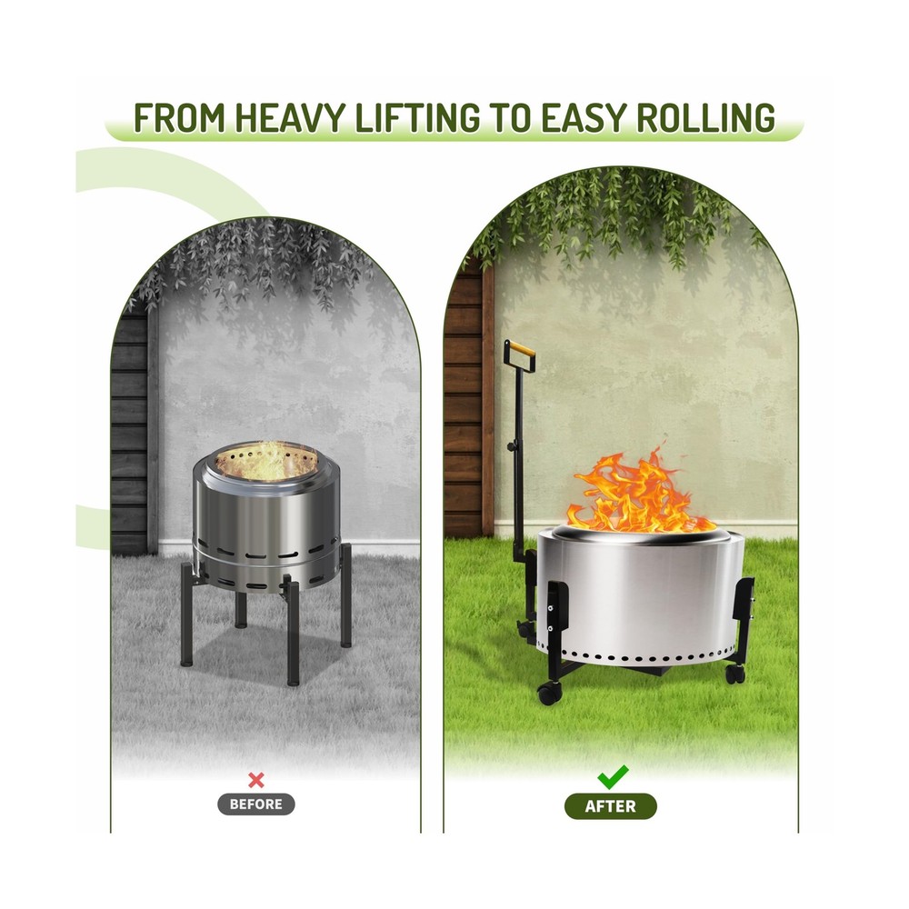 FEBTECH - 29.5" Portable Firepit Trolley Stand with Telescopic Handle – Fi