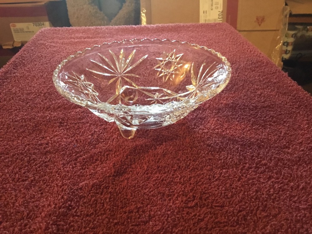 Clear Glass 3 footed dish