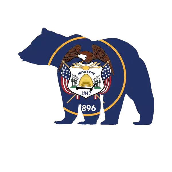 Utah State Shaped Bear Flag Sticker Decal