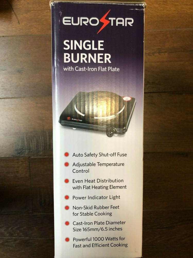 NEW EUROSTAR ES111BK Single Burner With Cast-Iron Flat Plate