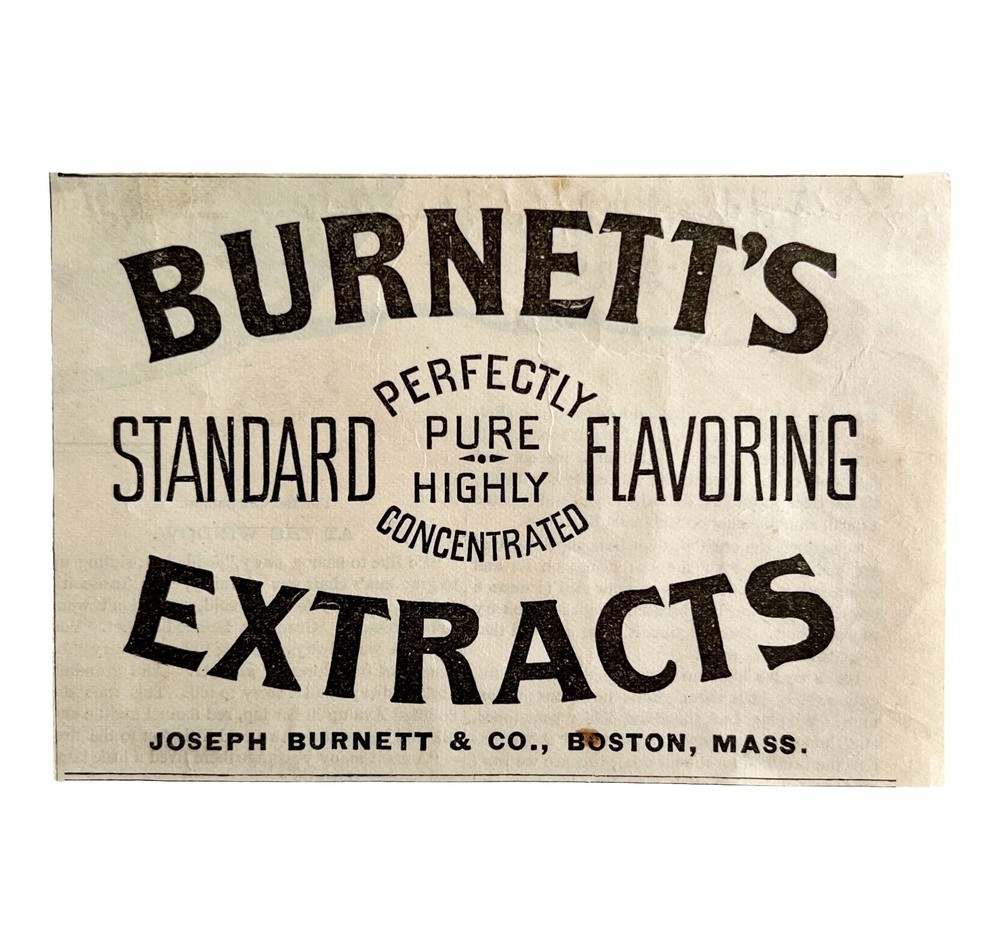 Burnetts Flavoring Extract 1885 Advertisement Victorian Baking Boston DWFF20