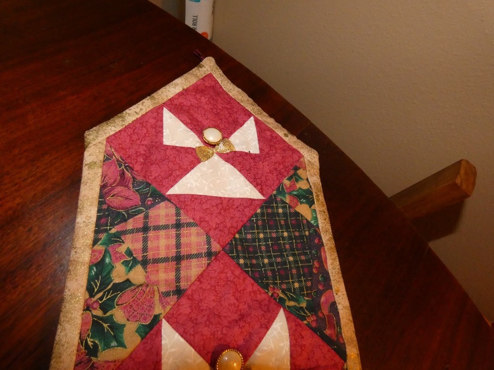 Christmas Handmade Quilt Panel Bell Pull Wall Hanging Pieced Angels