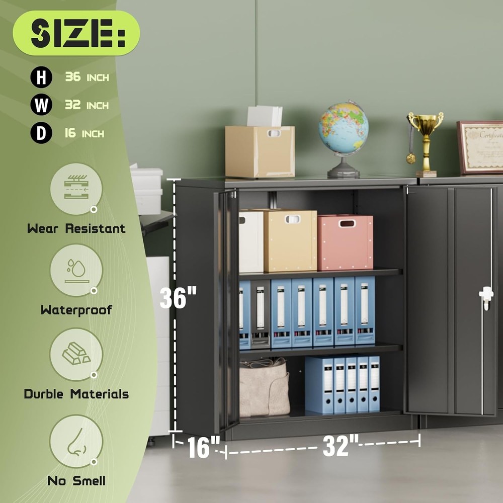 Oakcloud Metal Storage Cabinet Tool Organizer, 36" Lockable Garage Storage Tool