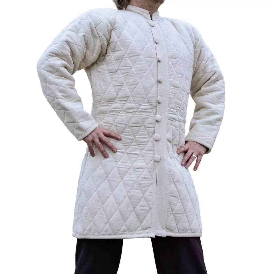 Thick Blue Gambeson Medieval SCA Larp Padded Full Sleeves jacket Armor Reenactme
