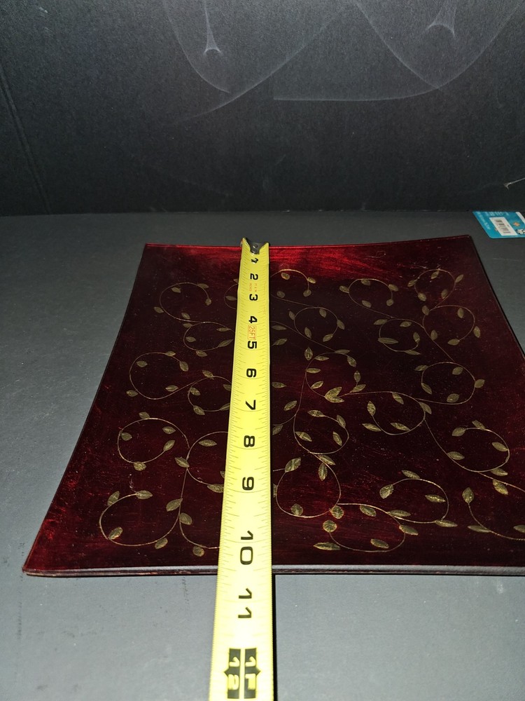 Red Square Candle Glass Plate