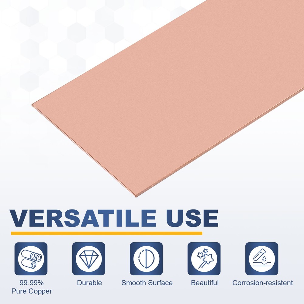 Pure Copper Anode Sheet, 8 Pack 99.995% Pure Copper Electrode Plates Set
