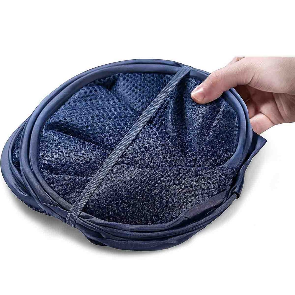 (Blue | 2-piece set) Convenient laundry folding mesh pop-up gift basket