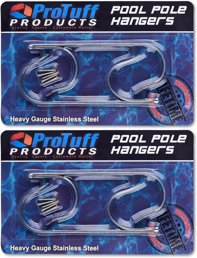 ProTuff Stainless Steel Pool Pole Hanger Set 2 Pack Rust-Proof Durable