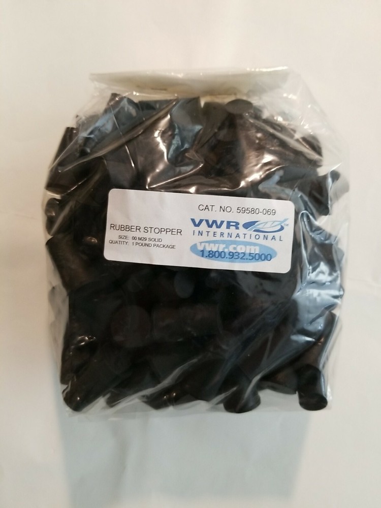 #00 Black 59580-069-pack - VWR solid rubber stopper  M29 00