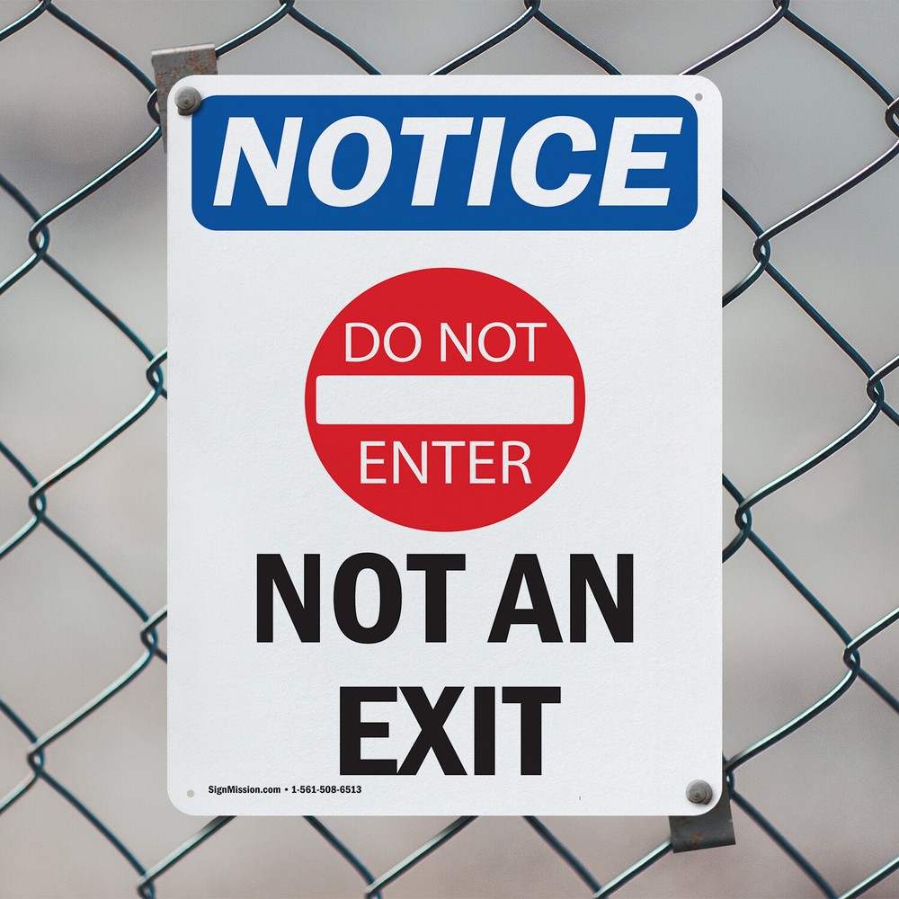 (2 Pack) Not An Exit OSHA Notice Sign Decal Metal Plastic