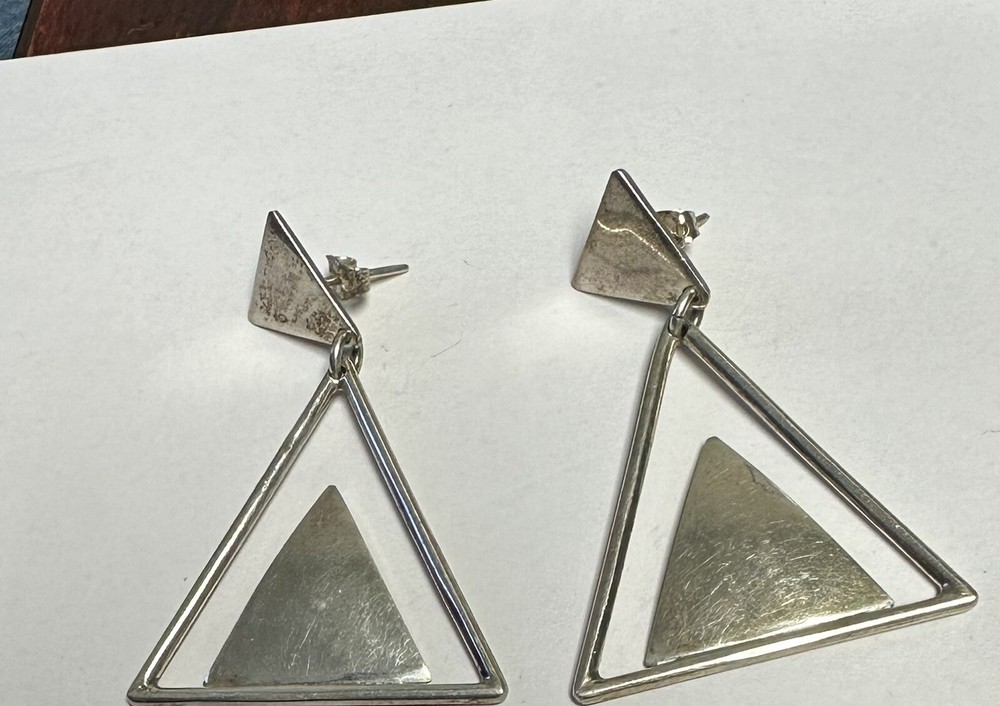 Sterling Silver .925 Mexico TD-69 Triangle Earrings